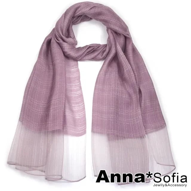 【AnnaSofia】真絲羊毛混紡大尺寸披肩絲巾圍巾-煥彩線絲 現貨(藕粉系)