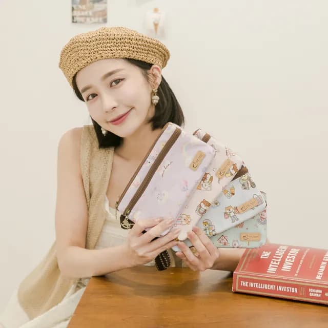 【uma hana】單色C大調大三層收納防水的三拉長零(零錢包/長零錢包/隨身收納包/防水包)