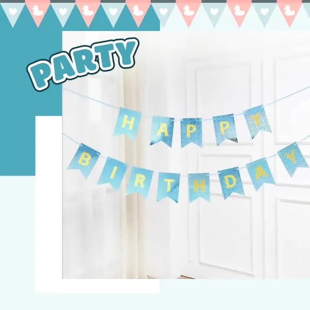 【派對慶生】生日快樂裝飾掛旗(燙金質感 周歲 網紅 拍照道具 裝飾 場景佈置)