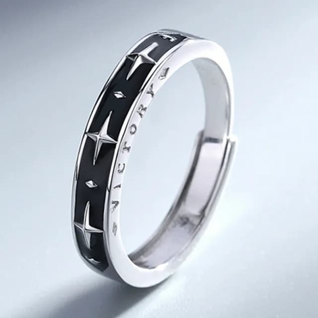 【Porabella】925純銀戒指 勝利星芒戒指 閃星戒指 小眾ins 可調開口式戒指 生日禮物送男友 銀戒Rings