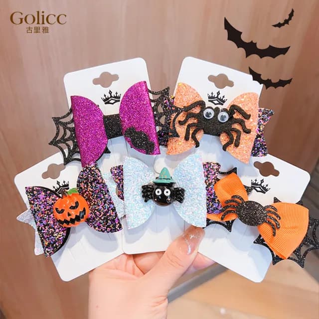 【Golicc】萬聖節 俏皮裝扮 搞怪髮夾 多款(髮飾 南瓜 骷髏 節慶禮物 主題穿搭)