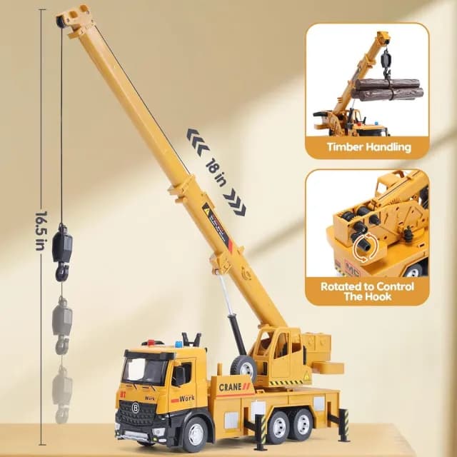 【CuteStone】兒童仿真工程卡車與聲光大型起重機套裝組合玩具(玩具車  生日玩具)