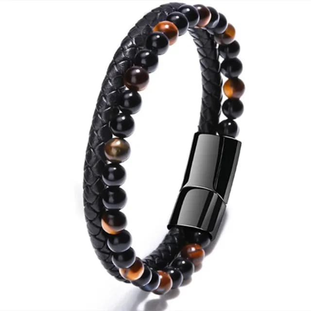 【Penny珮妮】歐美天然石皮繩手鍊21cm(2款可選/情人節/生日禮物/送男友/交換禮物)