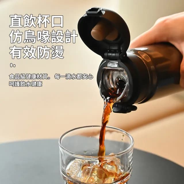 【Robou】彈蓋316不銹鋼保溫杯 男女士便攜車載水杯 學生大容量隨身杯 500ML 禮物(禮品杯/隨行杯/保冷)