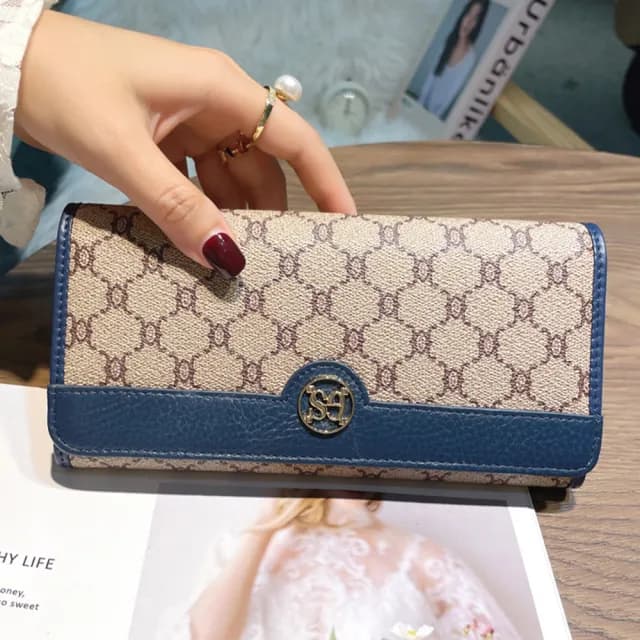 【MoonDy】皮夾 長夾 長款錢包 多卡位長夾 女款皮夾 牛皮皮包 二折錢包 錢包 招