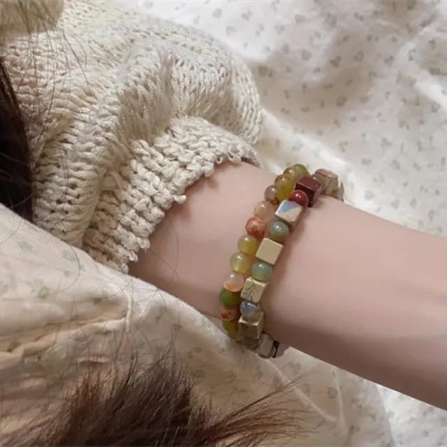【Penny珮妮】復古文藝天然石手鍊約6mm2款可選(母親節禮物/交換禮物/送女友/送閨蜜/生日禮物/情人節)