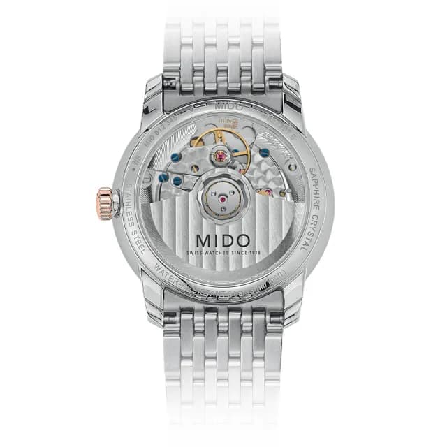 【MIDO 美度】官方授權 Baroncelli 永恆系列 鑽石機械女錶-銀x雙色/33mm 手錶 禮物 推薦(M0272072201600)