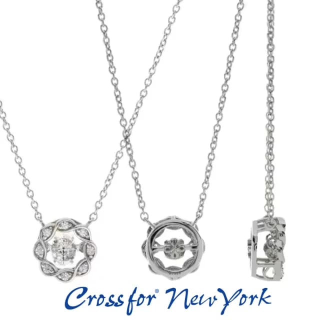 【Crossfor New York】日本原裝純銀懸浮閃動項鍊 -morning日初(提袋 禮盒 生日禮物 情人節送禮)