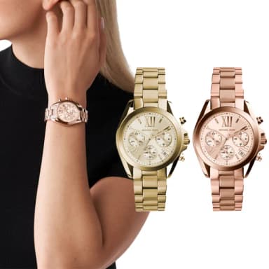【Michael Kors 官方直營】Bradshaw系列 時間旅人 不鏽鋼鍊帶計時女錶 手錶 36MM(2色可選)