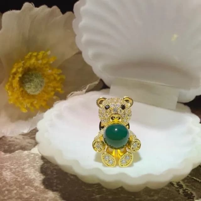 【Penny珮妮】墨西哥藍珀9mm鑲嵌小熊胸針(母親節禮物/交換禮物/送女友/送閨蜜/生日禮物/情人節)