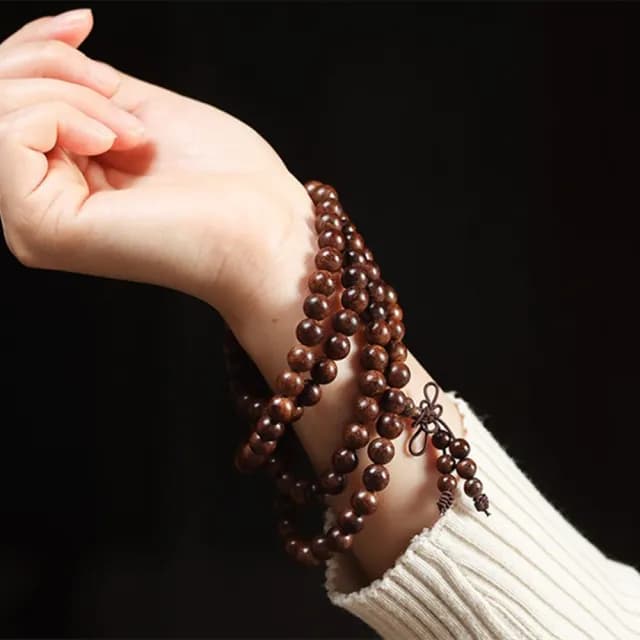 【Penny珮妮】金絲檀木老料108顆佛珠多圈手鍊項鍊8mm(生日禮物/母親節/閨蜜送禮/交換禮物/情人節)