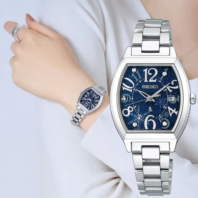 【SEIKO 精工】冬日雪花 太陽能電波腕錶 禮物推薦 送禮首選(SSVW221J/1B32-0BD0B)