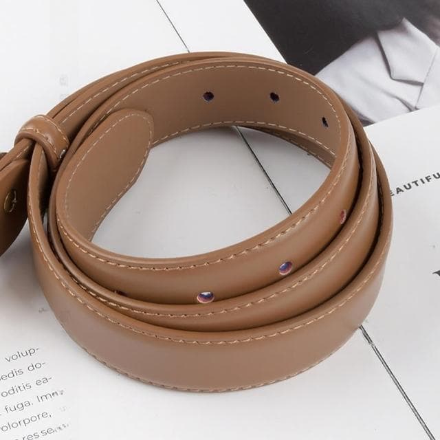 【MoonDy】腰帶 褲帶 牛皮帶 復古皮帶 女生真皮皮帶 金扣腰帶 寬腰帶 方頭腰帶 高級感 老錢風配件 禮物