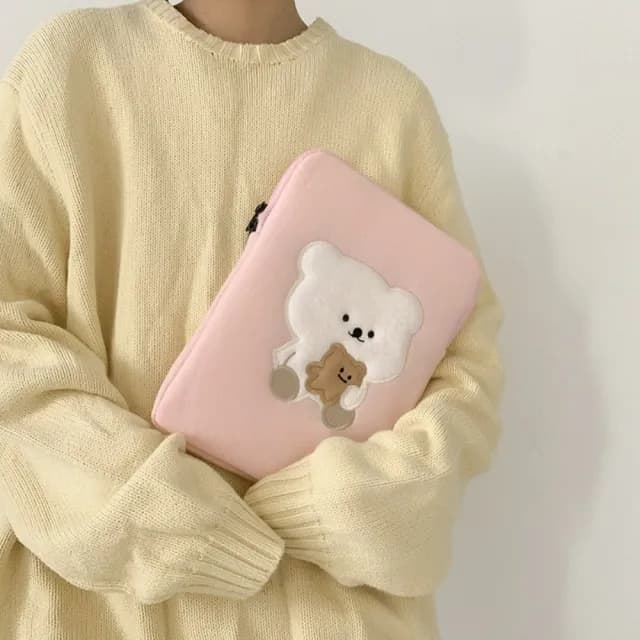 【巴黎精品】情人節禮物 現貨+預購 手拿包帆布電腦包(韓國可愛小熊男女包包1色w1ac31)