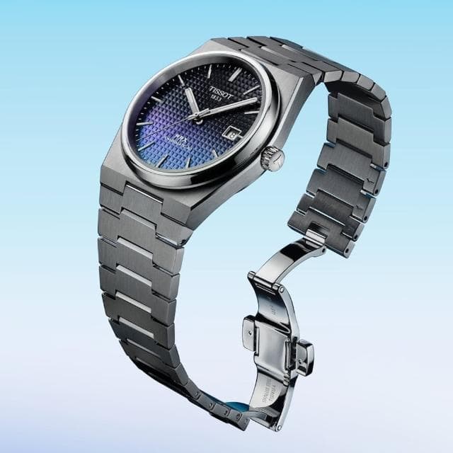 【TISSOT 天梭 官方授權】PRX系列 復古風酒桶型紳士漸層機械錶-40mm 情人節 禮物(T1374071105101)