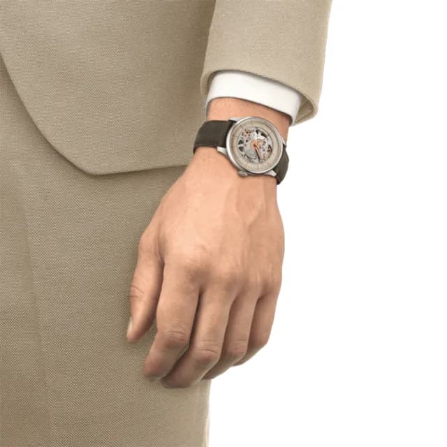 【TISSOT 天梭 官方授權】杜魯爾系列 80小時動力儲存雙鏤空機械錶-39mm 情人節 禮物(T1398361626100)