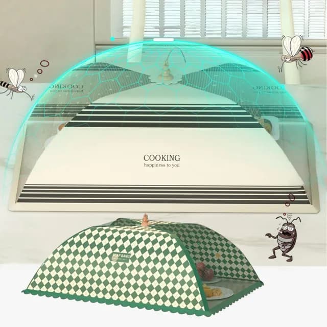 【Cookee】可折疊防蟲防蠅菜罩 防塵食物罩 餐桌罩 廚房餐桌蓋 飯菜罩子 防塵罩 交換禮物(可放6-8盤菜)