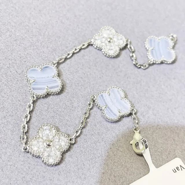 【每每加】特殊色紫玉髓四葉草幸運手鍊(氣質顯白 血液循環 鑲鑽 玉石手鏈 手環 開運飾品 女生 禮物)