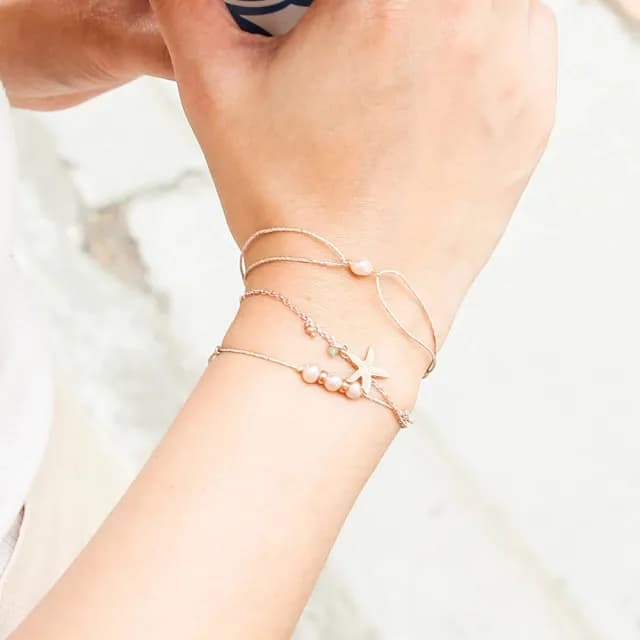 【Dinner collection】白珍珠米金線手鍊