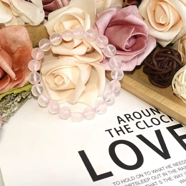 【德山珠寶】特價5A級8mm天然冰種粉水晶/粉晶粉紅水晶手鍊(CE476)