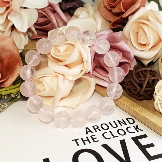 【德山珠寶】特價5A級12mm天然冰種粉水晶/粉晶粉紅水晶手鍊(CE476)