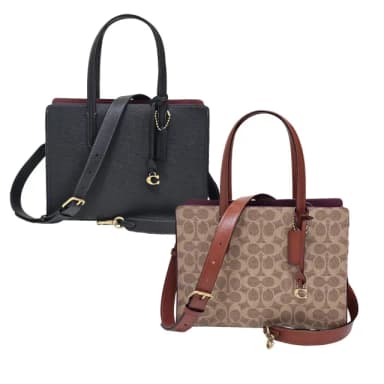 【COACH】專櫃款 CARTER CARRYALL 28 經典 SIGNATURE 手袋(黑色/老花/贈原廠防塵袋紙袋七夕情人節)