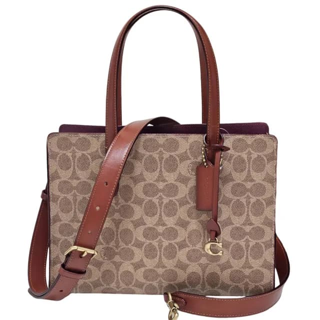 【COACH】專櫃款 CARTER CARRYALL 28 經典 SIGNATURE 手袋(黑色/老花/贈原廠防塵袋紙袋七夕情人節)