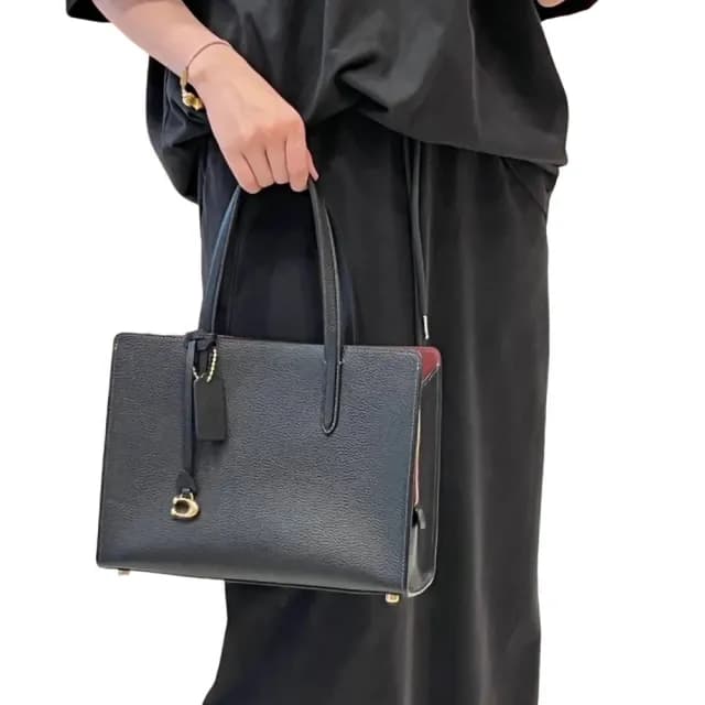 【COACH】專櫃款 CARTER CARRYALL 28 經典 SIGNATURE 手袋(黑色/老花/贈原廠防塵袋紙袋七夕情人節)