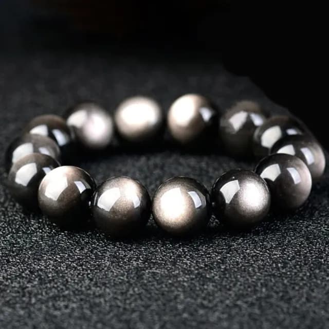 【Penny珮妮】6A級天然銀曜石手鍊12mm(母親節/交換禮物/送男友/送閨蜜/生日禮物/情人節/父親節)