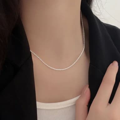 【米蘭精品】現貨+預購 925純銀項鍊波光鎖骨鏈(百搭素鏈時尚裸鏈女飾品74iu62)