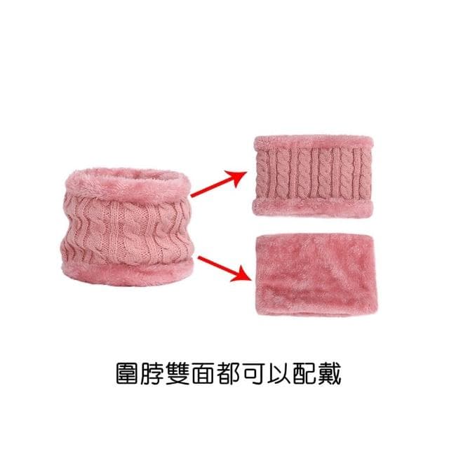 【橘魔法】麻花針織毛球毛帽+毛絨圍脖(圍巾 帽子  寒流 滑雪 過年 中性款 男童 女童 兒童 童裝 交換禮物)