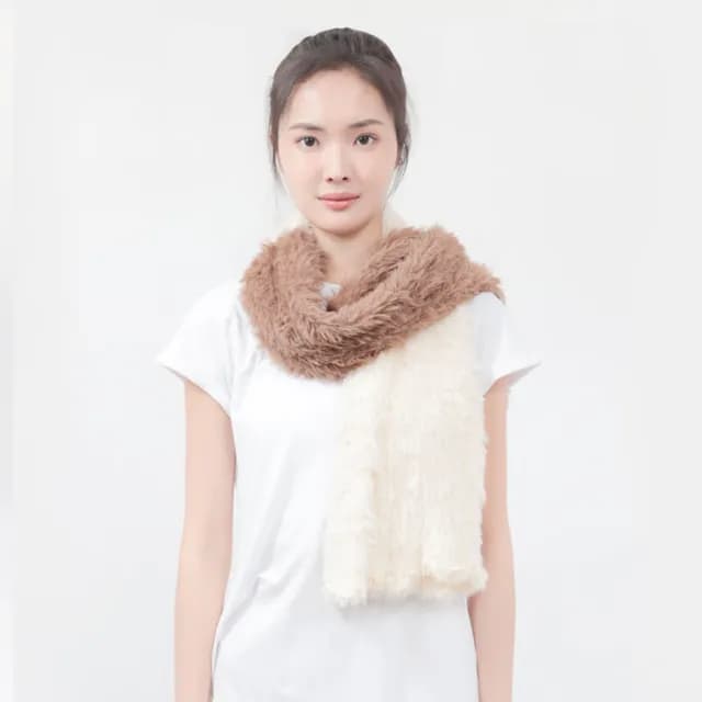 【Star Lace 矽米子】矽米子天使之羽圍巾套組 棕白色(保暖圍巾、機能圍巾)