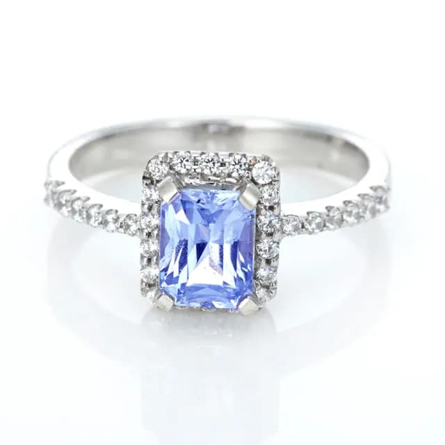 【DOLLY】1克拉 無燒斯里蘭卡藍寶石18K金鑽石戒指-003(母親節 長輩送禮 交換禮物首選)