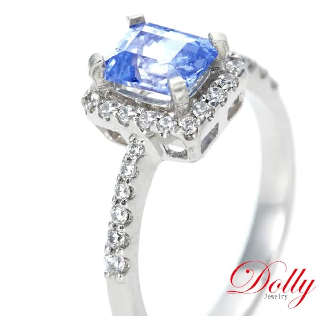 【DOLLY】1克拉 無燒斯里蘭卡藍寶石18K金鑽石戒指-003(母親節 長輩送禮 交換禮物首選)