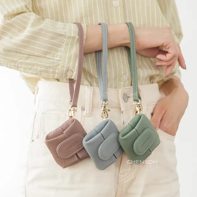 【CHENSON】雙11 真皮 三種用法小餃子 零錢包 送手腕帶(W21217)