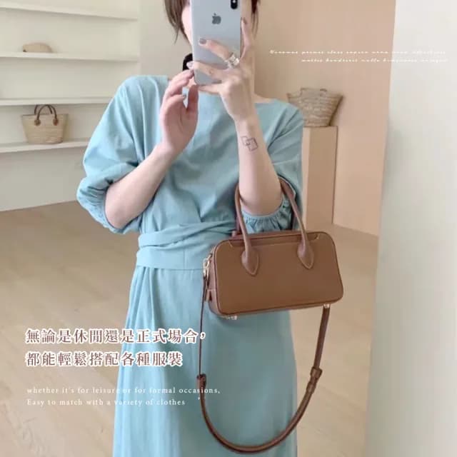 【送禮首選】情人節禮物 高貴小品韓系皮質手提小方包(附可調節背帶 保齡球包 休閒通勤百搭 手拎