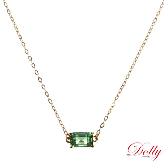 【DOLLY】1克拉 天然艷彩沙佛萊石18K金鎖骨鍊(母親節 長輩送禮 交換禮物首選)