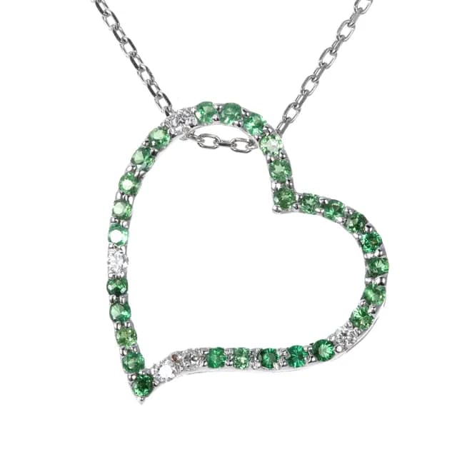 【DOLLY】14K金 天然沙佛萊石鑽石項鍊(母親節 長輩送禮 交換禮物首選)