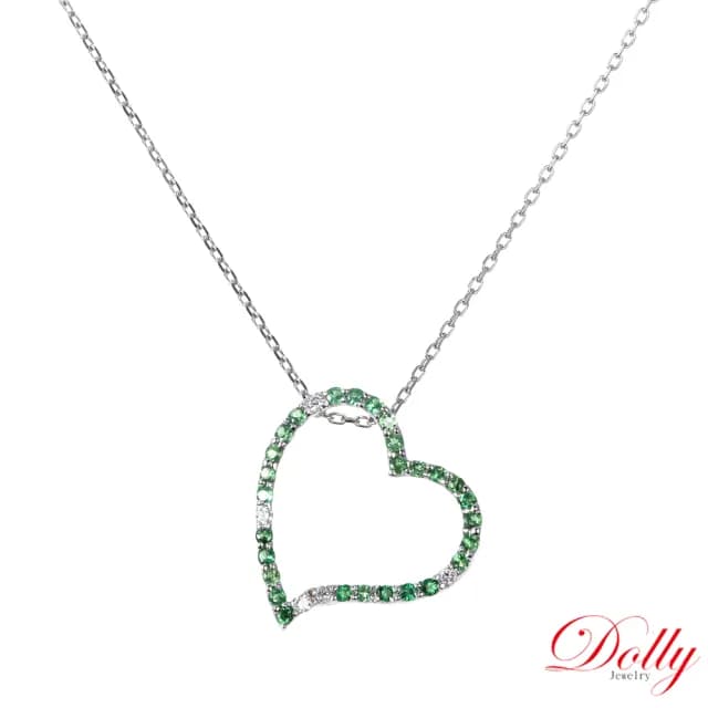 【DOLLY】14K金 天然沙佛萊石鑽石項鍊(母親節 長輩送禮 交換禮物首選)