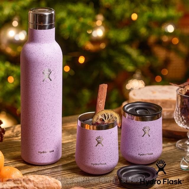 【Hydro Flask】25oz 10oz 保溫 酒瓶 紅酒杯 禮盒組 石英紫(熱紅酒 交換禮物 聖誕禮物 情人節禮物)