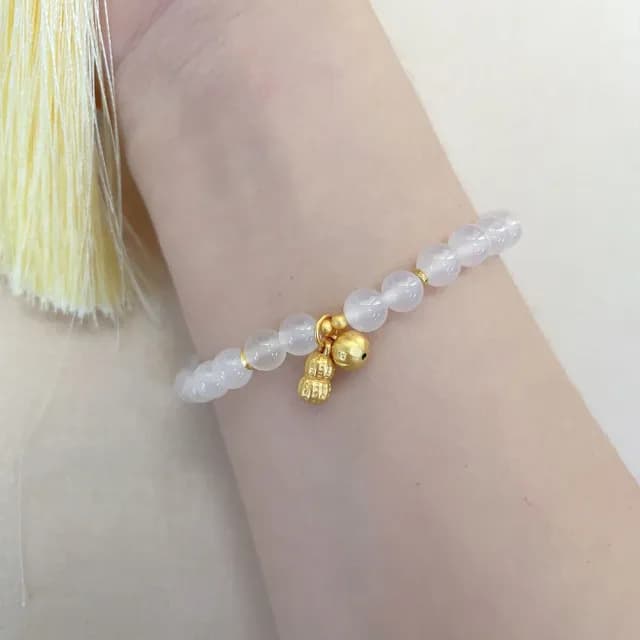 【LEESA】白瑪瑙手串\純銀手鍊\招財手鍊\花生吊飾\新中式\小眾設計\轉運手鏈\生日禮物\手環\手