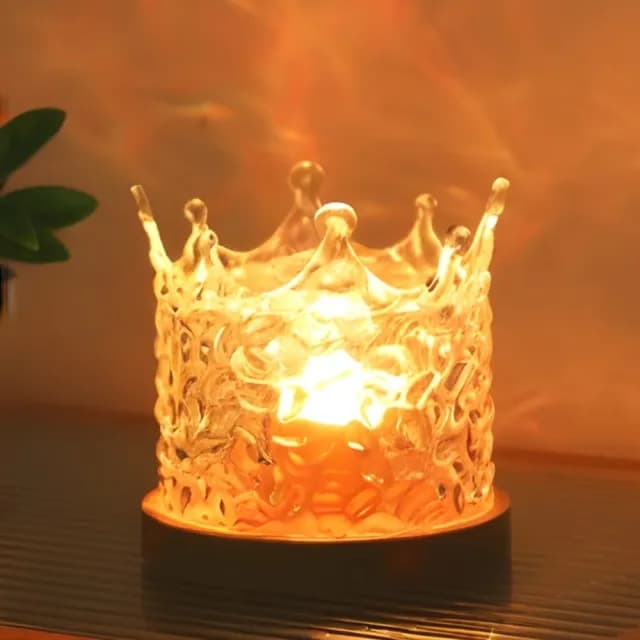 【粼粼】皇冠旋轉16色遙控水波紋燈(夜燈 動態燈 床頭燈 氣氛燈 聖誕禮物 拍攝道具 裝飾燈 告白 氛圍燈)