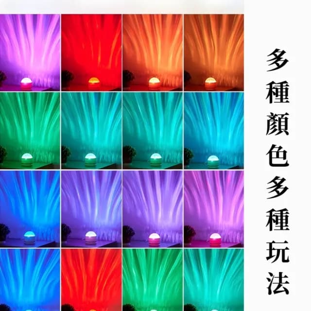 【浪漫氣氛】16色可遙控旋轉極光燈(小夜燈 床頭燈 聖誕禮物 拍攝道具 裝飾燈 氛圍燈 動態燈 水波紋)