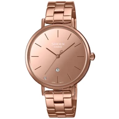 【CASIO 卡西歐】SHEEN 經典極簡鏡面腕錶 畢業禮物 送禮 推薦(SHE-4544PG-4A)