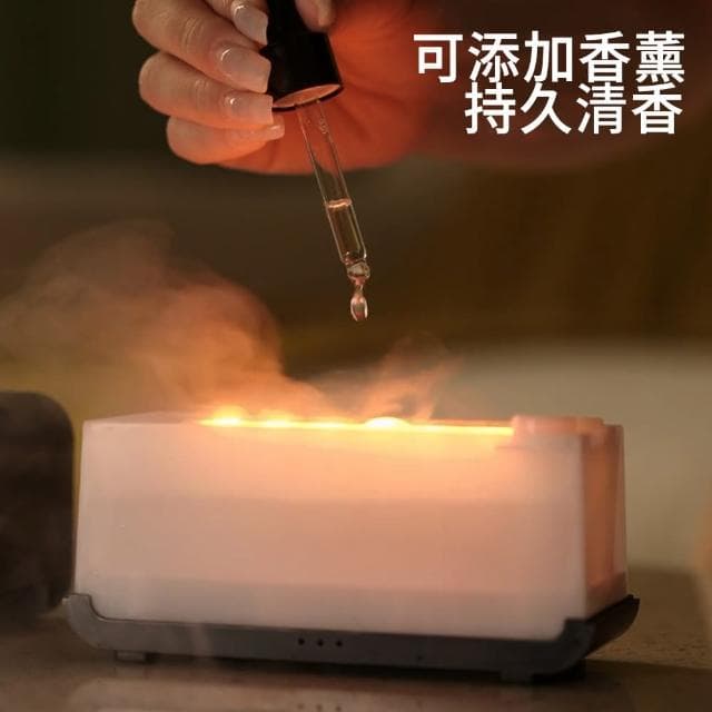 【MUAN】A6仿真火焰香薰機 超聲波香氛水氧機(加濕機 七彩夜燈 加濕器 香氛機)