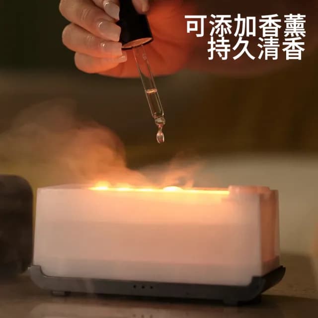 【MUAN】A6仿真火焰香薰機 超聲波香氛水氧機(加濕機 七彩夜燈 加濕器 香氛機)
