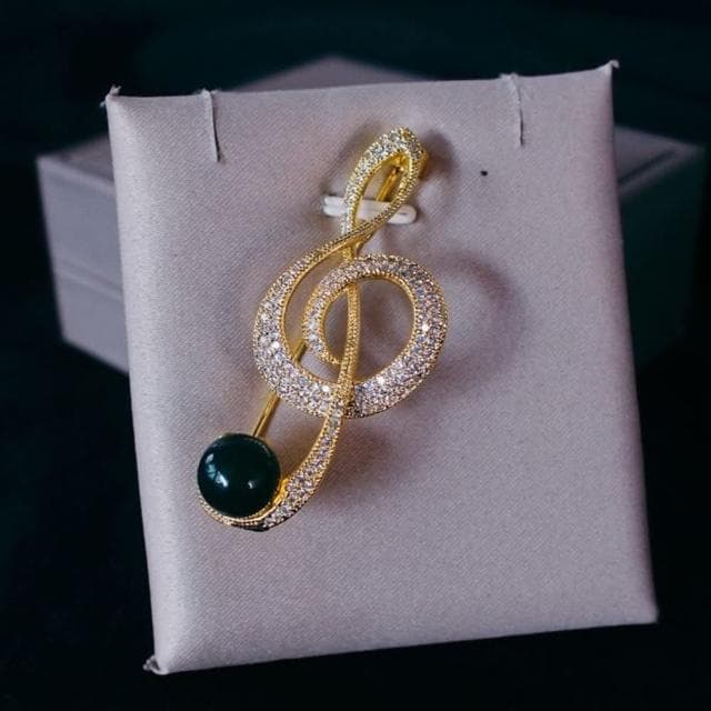 【Penny珮妮】墨西哥藍珀9mm美妙音符鑲嵌吊墜胸針兩用(生日禮物/母親節/送閨蜜/交換禮物/情人節/送女友)