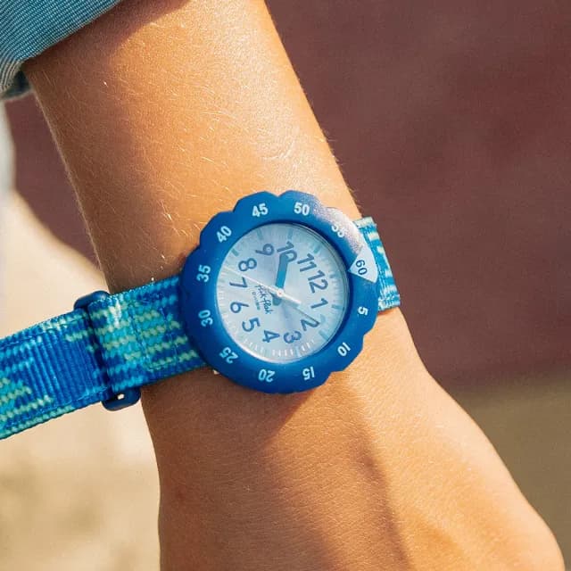【Flik Flak】兒童手錶 LOOP IN BLUE /兒童禮物/安全防水/瑞士製造 FPSP074(34.75mm)