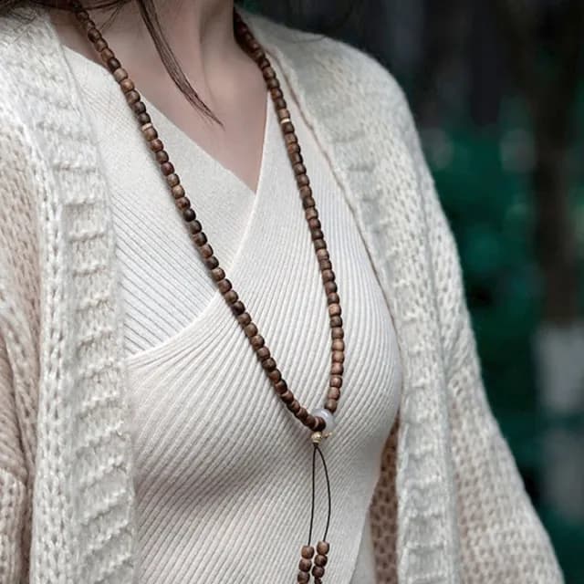 【MoonDy】雙11 念珠 項鍊 沉香手鍊 佛珠 白瑪瑙手鍊 108顆手鍊 桶珠手鍊 木珠手鍊 情侶手鍊 招