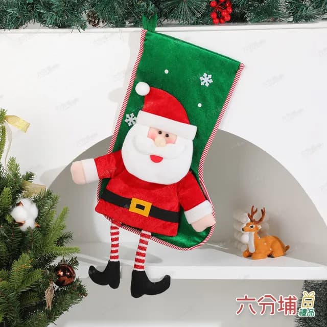 【六分埔禮品】條紋腿大款聖誕襪-多款任選(聖誕節擺飾耶誕節居家節慶配件節慶裝飾佈置聖誕襪禮物襪吊飾)